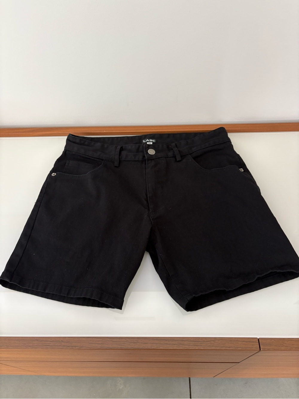 Men's Black Flat-Front Cotton Shorts